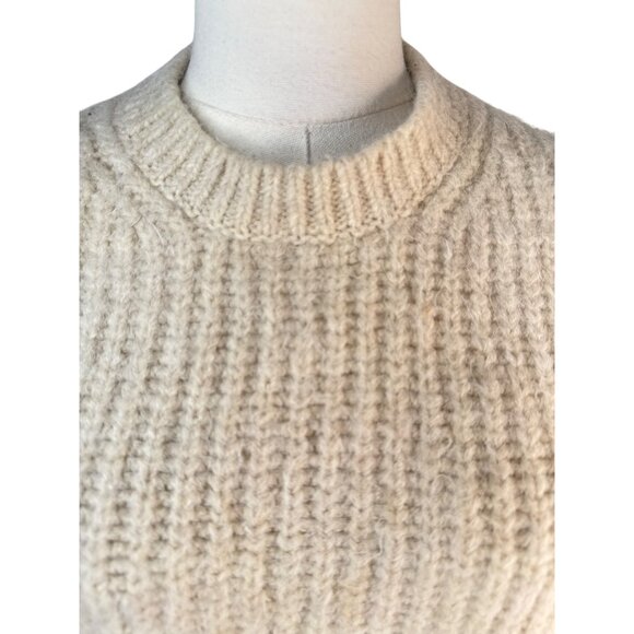 ZARA Small Knit Sweater Red & Cream Ribbed Crewneck Acrylic Blend - Picture 6 of 11